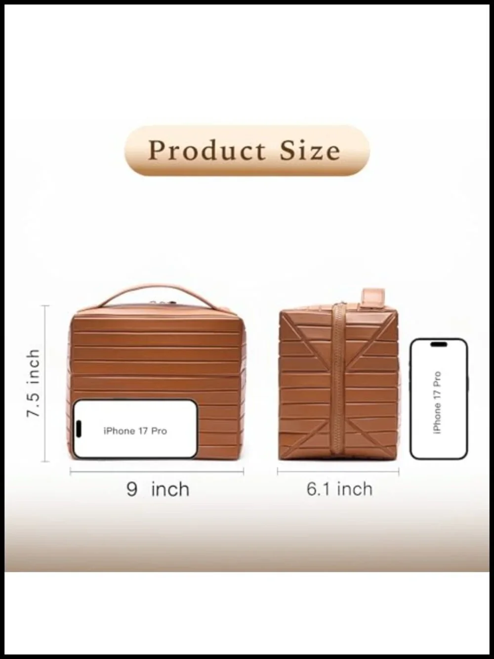Large Capacity PU Leather Cosmetic Travel Makeup Bag with Adjustable Dividers